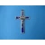Krzyż metalowy z medalem Św.Benedykta 12 cm.Niebieski SR